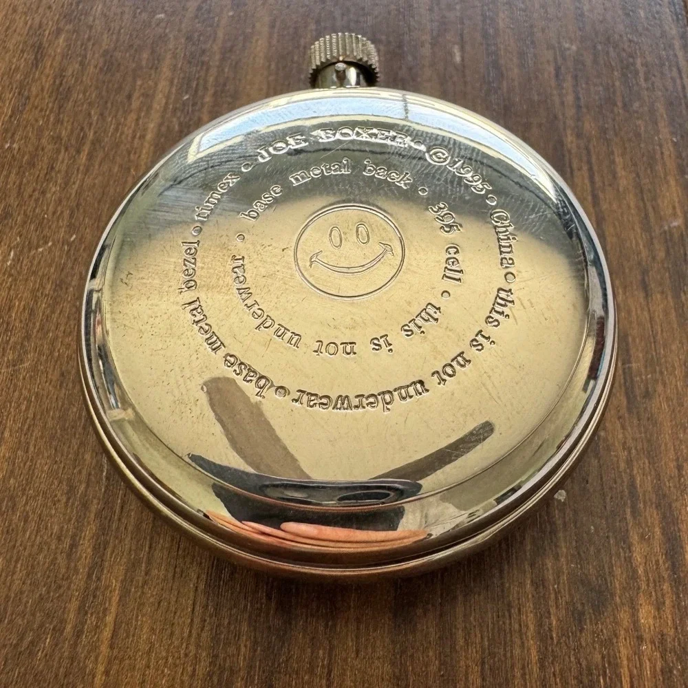 Vintage Joe Boxer Timex Smiley Face Quartz Pocket Watch NO CLIP 90s Y2K